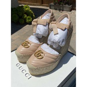 🚫SOLD🚫Brand New Authentic Women's Gucci Pilar Marmont Logo Wedge Espadrilles
